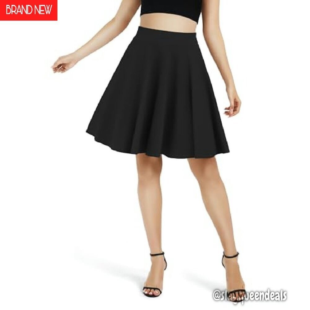 Stretchy High Waisted Midi Skirt Flared A-Line Casual Versatile - Picture 3 of 6